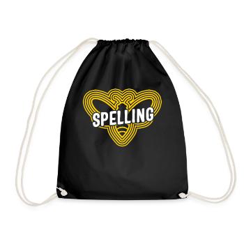 Spelling Shirt, Spelling Bee Cute Design Tee, - Drawstring Bag - black - Front