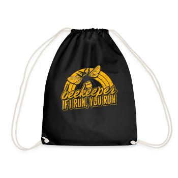 Beekeeper Shirt, Beekeeper If I Run You Run Tee, - Drawstring Bag - black - Front