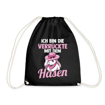 Kaninchen Hase - Turnbeutel - Schwarz - Vorne