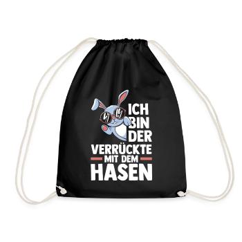 Kaninchen Hase - Turnbeutel - Schwarz - Vorne
