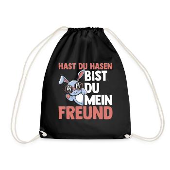 Kaninchen Hase - Turnbeutel - Schwarz - Vorne