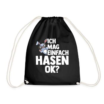 Kaninchen Hase - Turnbeutel - Schwarz - Vorne