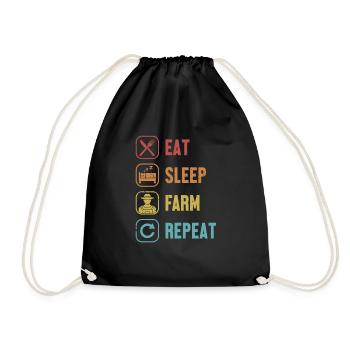 Eat Sleep Farm Repeat Organic Farmer Farmer - Drawstring Bag - black - Front