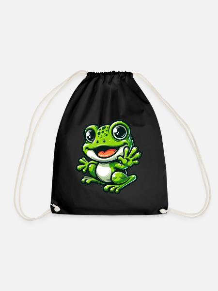 Frosch Comic Niedlicher Frosch - Turnbeutel - Schwarz