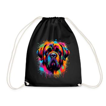 Mastiff Dog Head Graphic - Drawstring Bag - black - Front