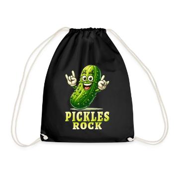 Pickles Funny Pickles Cucumber Pun - Drawstring Bag - black - Front
