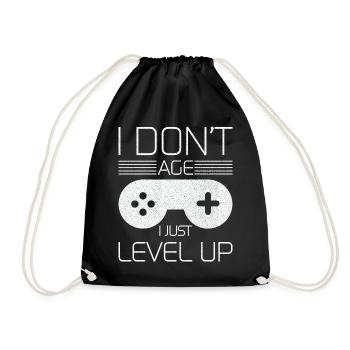 Ich altere nicht, ich levele nur Gaming-Shirt auf - Turnbeutel - Schwarz - Vorne