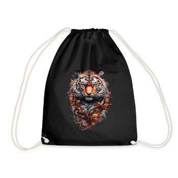 Tiger Head Style Tribal Tattoo - Drawstring Bag - black - Front