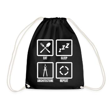 Eat Sleep Architecture Repeat - Drawstring Bag - black - Front