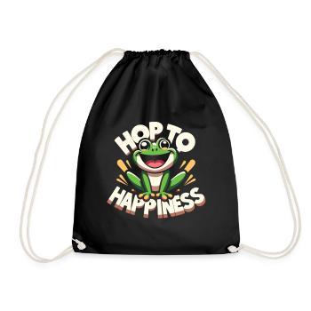 Funny Frog - Hop to Happiness - Drawstring Bag - black - Front