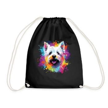 Watercolor Colorful West Highland White - Drawstring Bag - black - Front