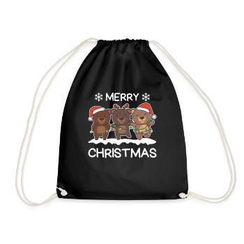 Merry Christmas Bear Christmas Eve Bears - Drawstring Bag - black - Front