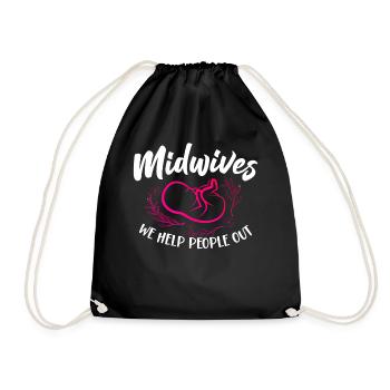 Nurse Midwife Birth Worker Pun - Drawstring Bag - black - Front