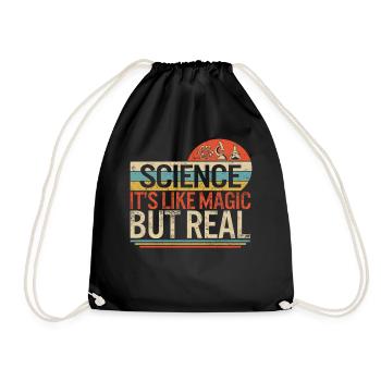 Science Shirt, Science It's Like Magic But Real - Drawstring Bag - black - Front