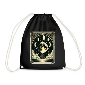 Tarot Card Vintage Moon Phase Astrology Tarot - Drawstring Bag - black - Front