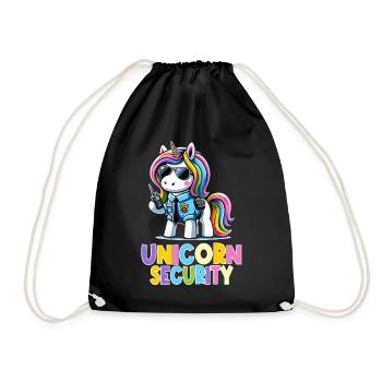 Unicorn Rainbow Cute Unicorn Security - Drawstring Bag - black - Front