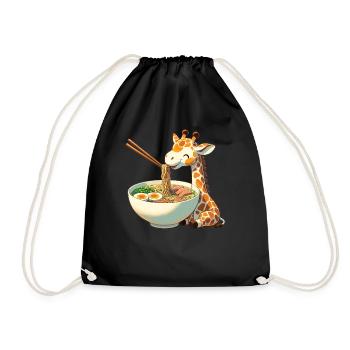 girafe mignonne mange des nouilles ramen ramen ramen - Sac de sport léger - noir - Devant
