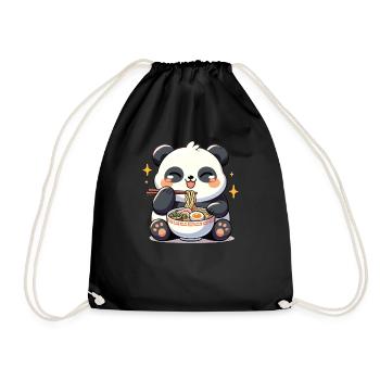 panda mignon mange des nouilles ramen pandas ramen - Sac de sport léger - noir - Devant