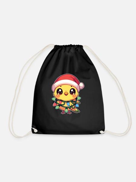 Weihnachten Lichterkette Kanarienvogel - Turnbeutel - Schwarz