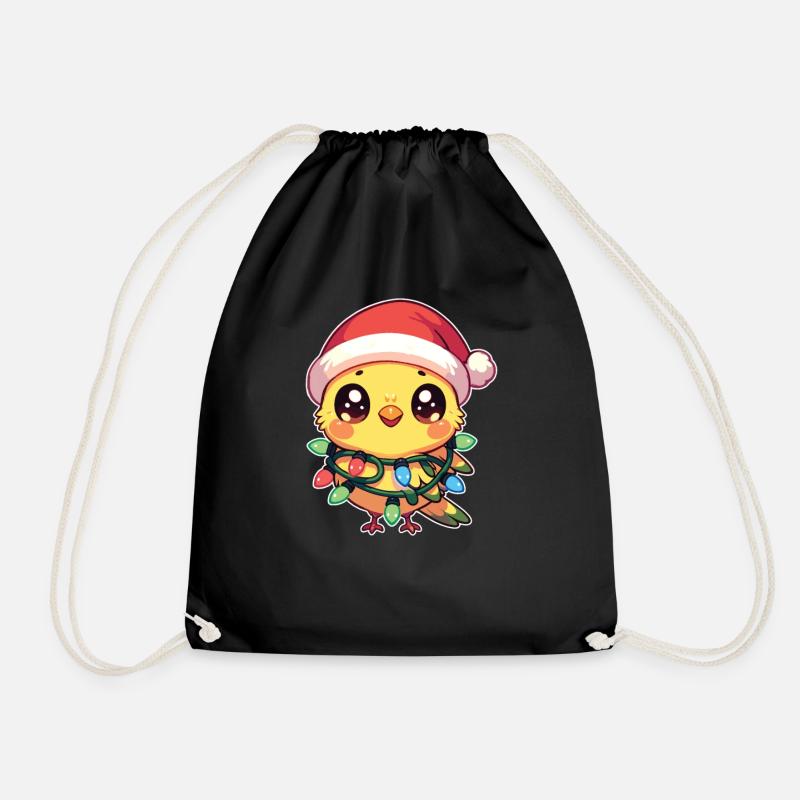 Weihnachten Lichterkette Kanarienvogel - Turnbeutel - Schwarz