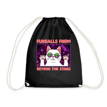 Cat Alien, UFO, UAP, Space, Space Flying Object - Drawstring Bag - black - Front