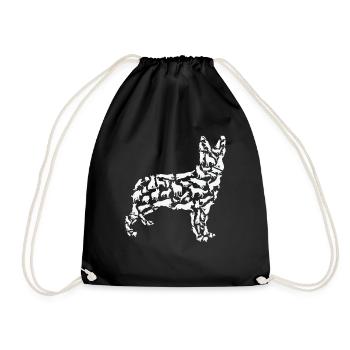 German Shepherd Dog Golden Retriever Silhouette - Drawstring Bag - black - Front