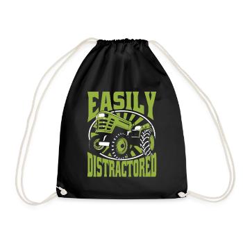Easily Distractored Organic Farmer Farmer Agriculture - Drawstring Bag - black - Front