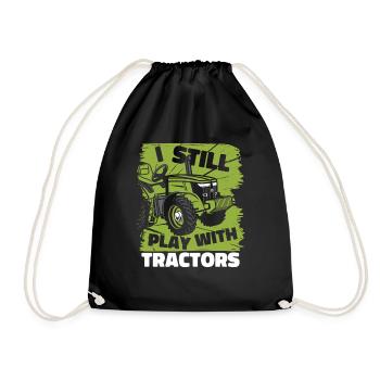 I Still Play With Tractors Organic Farmer Farmer Farmer - Drawstring Bag - black - Front