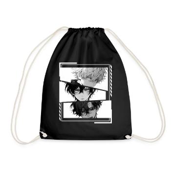 Dark Gothic Anime Guys Grunge Aesthetic Edgy Manga - Turnbeutel - Schwarz - Vorne