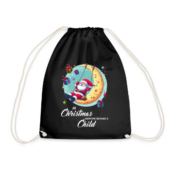Père Noël sur balançoire enfant de Noël - Sac de sport léger - noir - Devant
