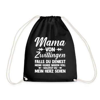 Mutter Zwillingsmama Mama von Zwillingen - Turnbeutel - Schwarz - Vorne