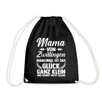 Mutter Zwillingsmama Mama von Zwillingen - Turnbeutel - Schwarz - Vorne