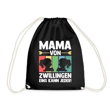 Mutter Mama von Zwillingen Zwillingsmama - Turnbeutel - Schwarz - Vorne