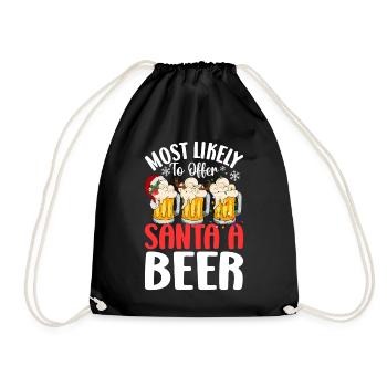 Am ehesten wird er dem Weihnachtsmann ein Bier zum lustigen Trinken anbieten - Turnbeutel - Schwarz - Vorne