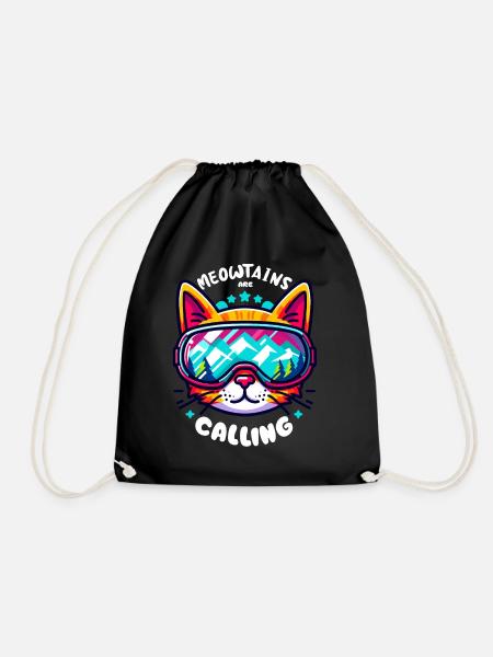 Snowboard Ski Cool Cat Mountains Lunettes de ski Drôle - Sac de sport léger - noir