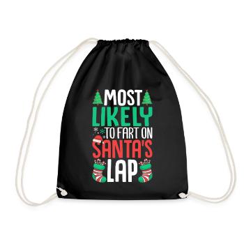 Most Likely to Fart On Santa's Lap Family - Drawstring Bag - black - Front