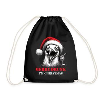 Merry Drunk I'm Christmas Bier Spruch Weihnachten - Turnbeutel - Schwarz - Vorne