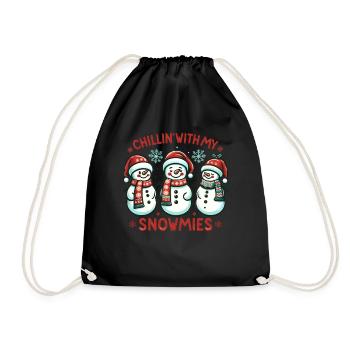 Chillin' with my Snowmies Holidays Funny Christmas - Turnbeutel - Schwarz - Vorne