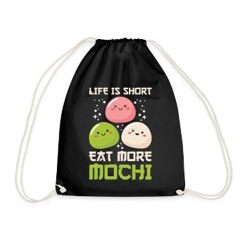 Chemise Kawaii Mochi Lover - La vie est courte Eat More - Sac de sport léger - noir - Devant