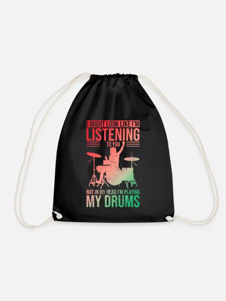 Drummer T-Shirt with Unique Drums Graphic Perfect - Drawstring Bag - black
