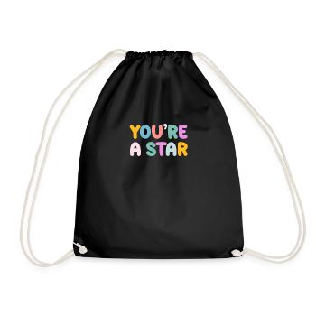 Be you! Self-confidence, positive thinking, motivation - Drawstring Bag - black - Front