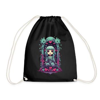 Kawaii Chibi Goth Démon de l’Amour Tokyo Streetwear - Sac de sport léger - noir - Devant