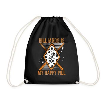 Billiards Is My Happy Pill Billiards Snooker - Turnbeutel - Schwarz - Vorne