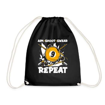 Aim Shoot Swear Repeat Pool Table Billiards - Drawstring Bag - black - Front