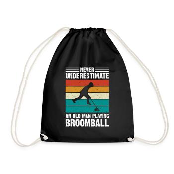Broomball - Never Underestimate An Old Man Playing - Turnbeutel - Schwarz - Vorne