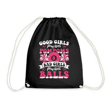 Bad Girls Play With Balls Billiard Table Billiards - Drawstring Bag - black - Front