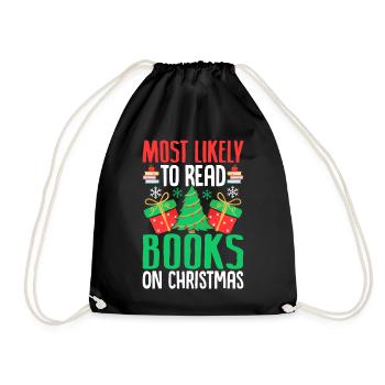Le plus susceptible de lire un livre sur Noël drôle - Sac de sport léger - noir - Devant