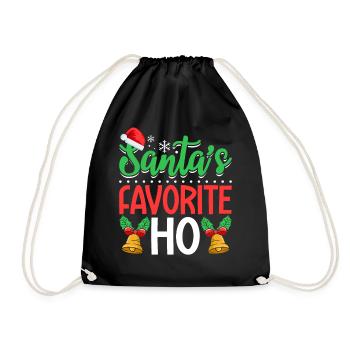 Santa's Favorite Ho Funny Ho Ho Christmas Family - Drawstring Bag - black - Front
