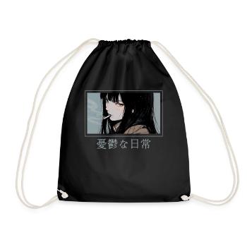 Emo Girl Smoking Cigarette Soft Grunge Anime Aesth - Turnbeutel - Schwarz - Vorne