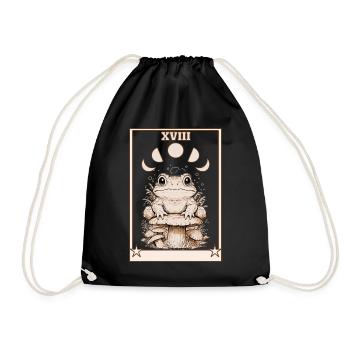 Cute Frog On Mushroom Tarot Card Moon Cottagecore - Turnbeutel - Schwarz - Vorne